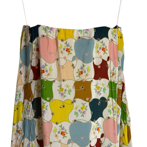 Alemais Everly Strapless Multicolor Quilt Print Whimsical Silk Maxi Gown Size 10 - Picture 6 of 14